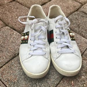 Gucci ace sneakers work spikes,  minor scuffing on exterior leather. Size 37.5